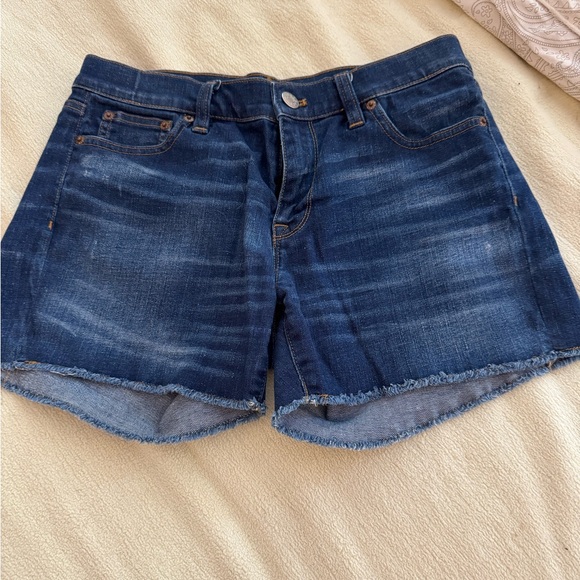 Women’s J. Crew Indigo Denim Jean Shorts with Distressed Detailing Size 27 - Picture 1 of 3
